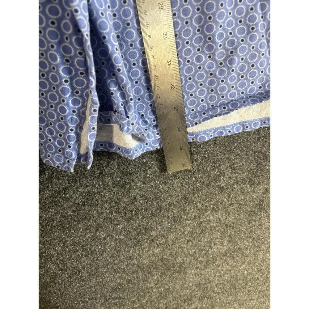 Simply Basic Sleepshirt Women 2XL-3XL Blue Geometric V-Neck Button Cotton Sleep